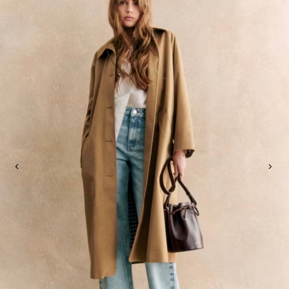 Sezane Clyde Trench Coat, NWT, Camel, size 36